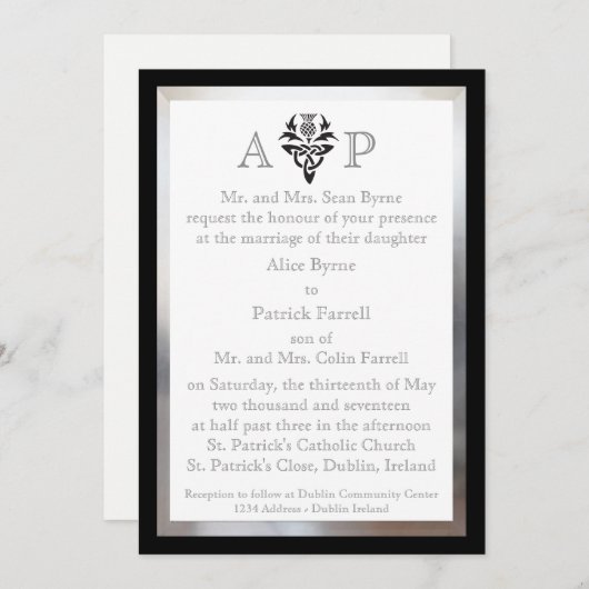 Faire-part de mariage celtique écossais moderne (Devant / Derrière)