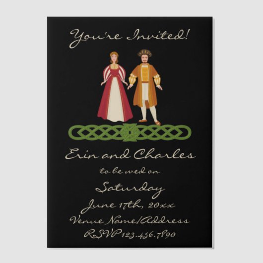 Faire-part de mariage celtique médiéval à date fix (Recto)