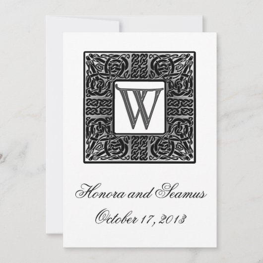 Faire-part de mariage Celtique Monogramme Argent (Devant)