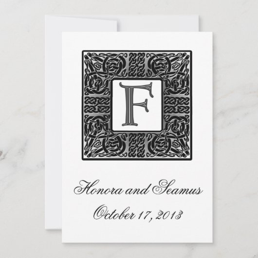 Faire-part de mariage Celtique Monogramme Argent (Devant)