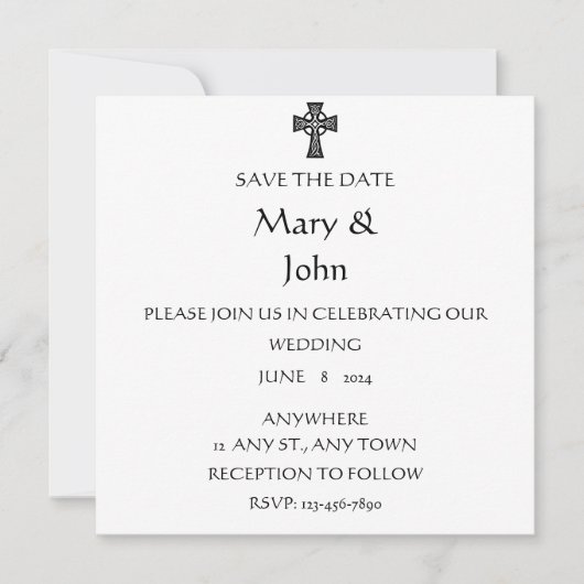 Faire-part de mariage celtique noir et blanc (Devant)