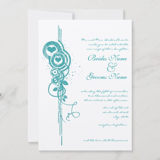 Faire-part de mariage Cercles et Spirales Cœur Men (Devant)
