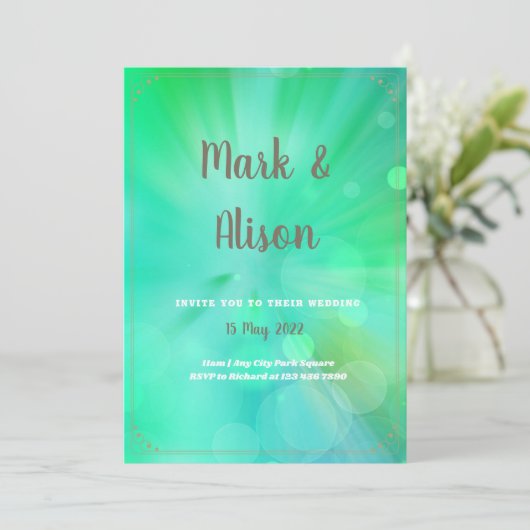 Faire-part de mariage Cercles verts Abstraits (Debout devant)