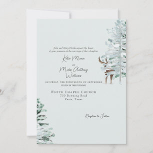 Faire-part de mariage Cerf de Bois aquarelle