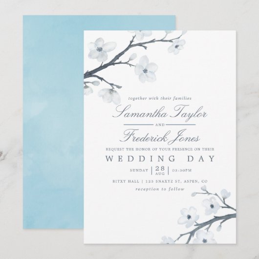 Faire-part de mariage Cerisier en Fleurs (Devant / Derrière)