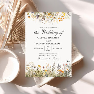 Faire-part de mariage champ de fleurs sauvages aqu