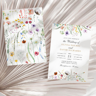 Faire-part de mariage champ de fleurs sauvages col