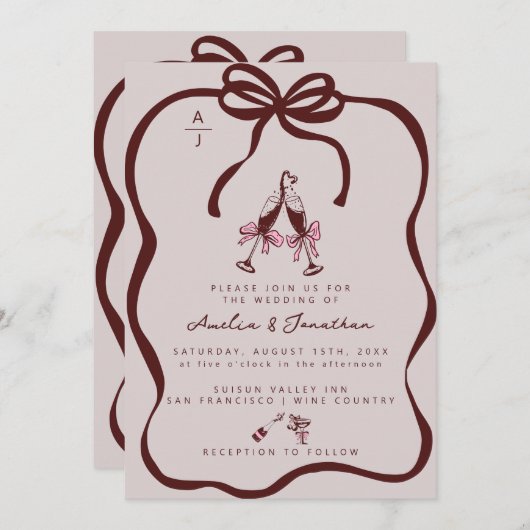 Faire-part de mariage Champagne (Devant / Derrière)