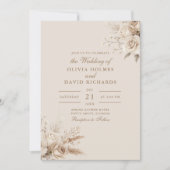 Faire-part de mariage Champagne Beige Code QR RSVP (Devant)