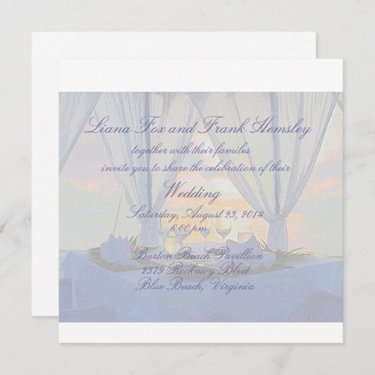 faire-part de mariage champagne de plage (Devant / Derrière)