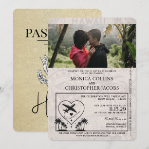 Faire-part de mariage Champagne Hawaii Passport