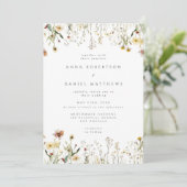 Faire-part de mariage champêtre aux fleurs sauvage (Debout devant)