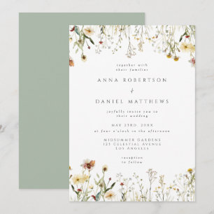 Faire-part de mariage champêtre aux fleurs sauvage