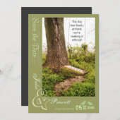 Faire-part de mariage champêtre avec arbre et bala (Devant / Derrière)