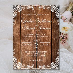 Faire-part de mariage champêtre avec dentelle de b