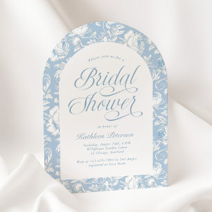 Faire-part de mariage champêtre bleu en style chin