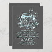 faire-part de mariage champêtre bleu roux (Devant / Derrière)