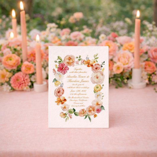 Faire-part de mariage champêtre d'été Ranunculus