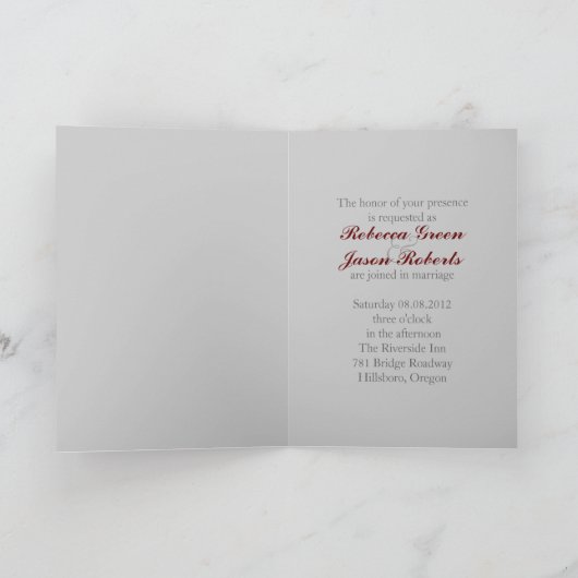 faire-part de mariage champêtre rustique rouge gra (Intérieur)