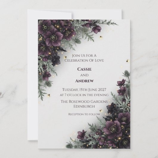 Faire-part de mariage Chardon Violet Foncé (Devant)