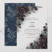 Faire-part de mariage Chardon Violet Foncé (Devant / Derrière)