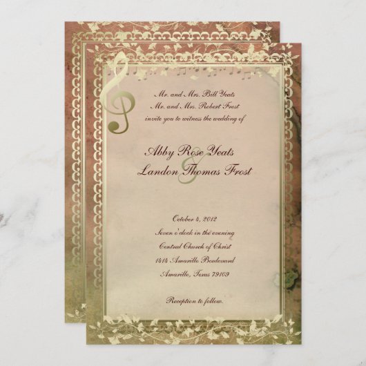 Faire-part de mariage chaud de mélomanes de (Devant / Derrière)