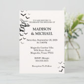 Faire-part de mariage chauve-souris noire Hallowee (Debout devant)