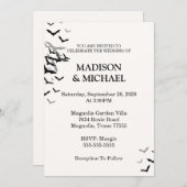 Faire-part de mariage chauve-souris noire Hallowee (Devant / Derrière)