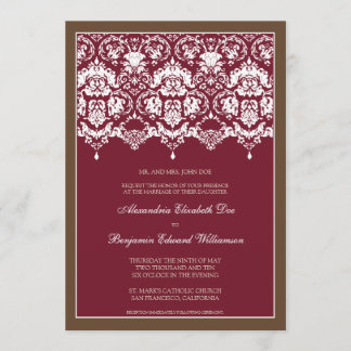 Faire-part de mariage chéri de la dentelle 5x7 de