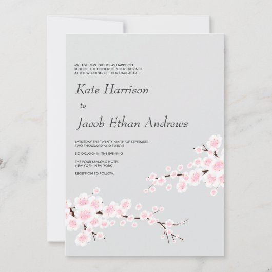 Faire-part de mariage Cherry Blossom (Devant)
