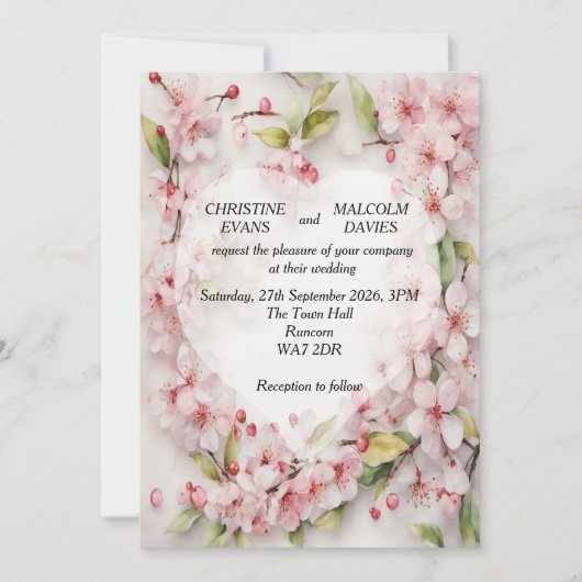 Faire-part de mariage Cherry Blossom (Devant)