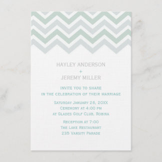 Faire-part de mariage Chevron bleu et vert