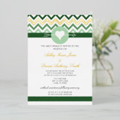 Faire-part de mariage Chevron émeraude vert or feu (Debout devant)