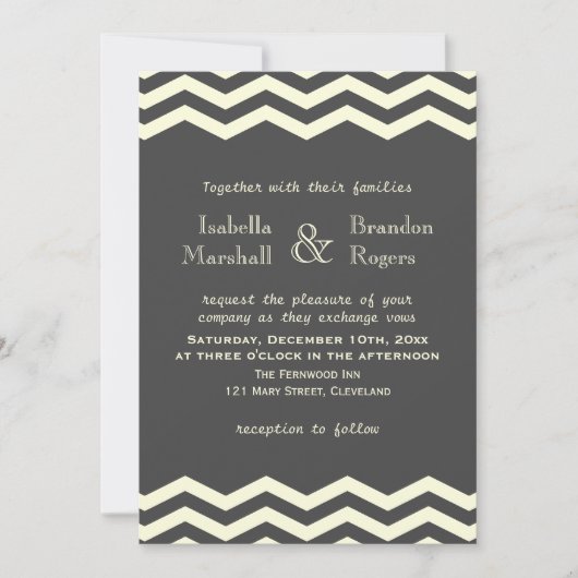 Faire-part de mariage Chevron jaune et gris (Devant)