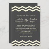 Faire-part de mariage Chevron jaune et gris (Devant / Derrière)