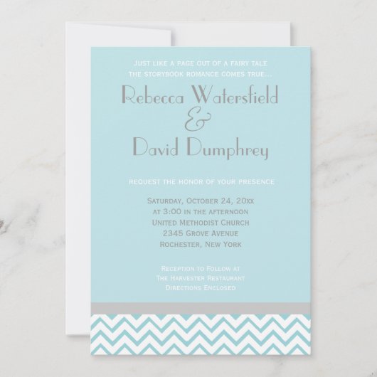 Faire-part de mariage Chevron moderne en argent et (Devant)