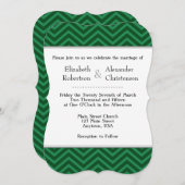 Faire-part de mariage Chevron Vert foncé (Devant / Derrière)