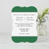 Faire-part de mariage Chevron Vert foncé (Debout devant)