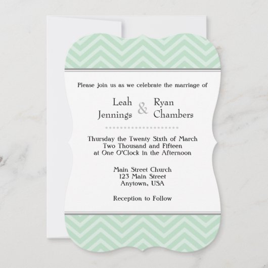 Faire-part de mariage Chevron vert Mint (Devant)