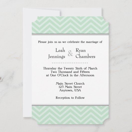 Faire-part de mariage Chevron vert Mint (Devant)