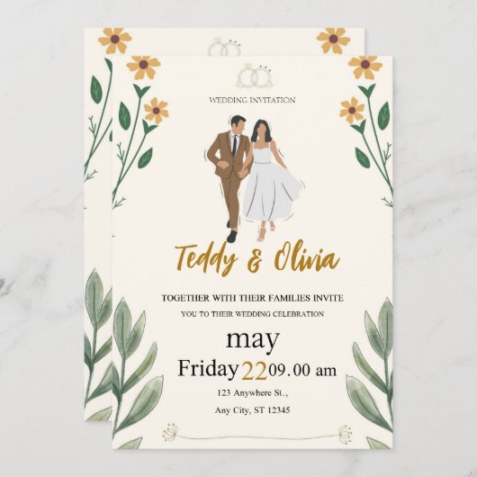 faire-part de mariage chic (Devant / Derrière)