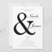 Faire-part de mariage chic à l'ampersand noir et b (Devant)