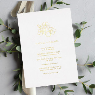 Faire-part de mariage chic à motif floral et monog