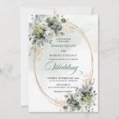 Faire-part de mariage chic aquarelle eucalyptus (Devant)