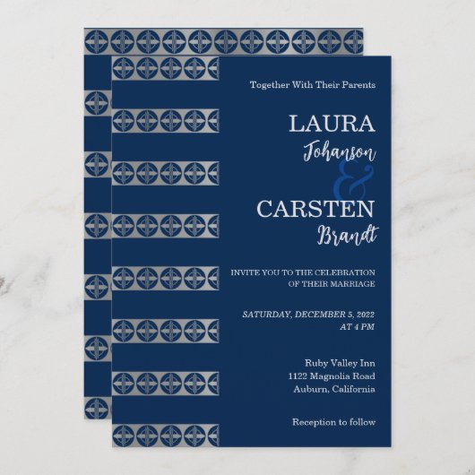 Faire-part de mariage Chic Argent (Devant / Derrière)