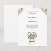 faire-part de mariage chic avec des roses blanches (Devant / Derrière)