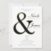 Faire-part de mariage chic avec esperluette noir e (Devant)