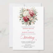 Faire-part de mariage chic Boho rouge blush or (Devant)
