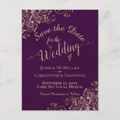 Faire-part de mariage chic calligraphié Plum & Gol (Devant)