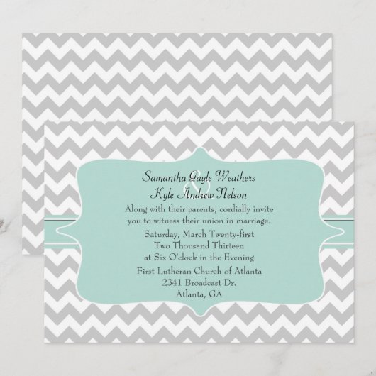 Faire-part de mariage chic Chevron (Devant / Derrière)